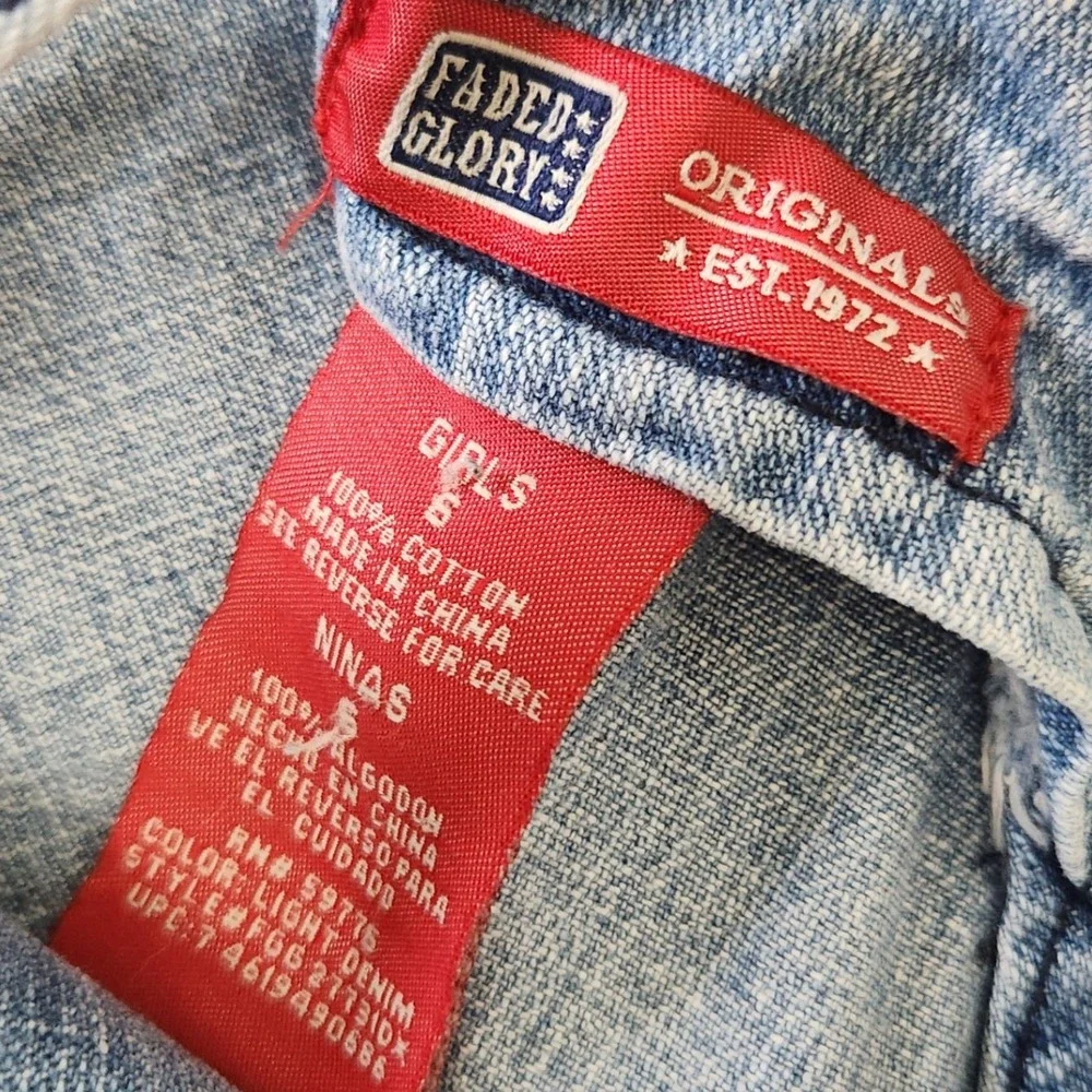 Vintage girls‎ denim short overalls size 6 Faded Glory